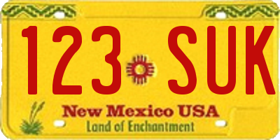 NM license plate 123SUK