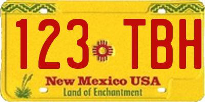 NM license plate 123TBH