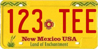 NM license plate 123TEE