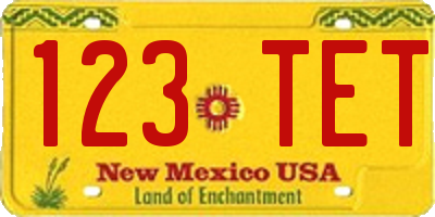 NM license plate 123TET