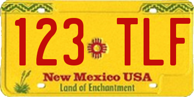 NM license plate 123TLF