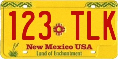 NM license plate 123TLK
