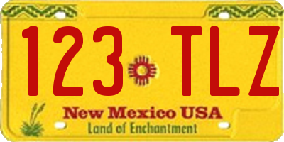 NM license plate 123TLZ