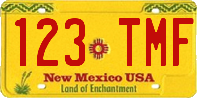 NM license plate 123TMF