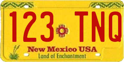 NM license plate 123TNQ