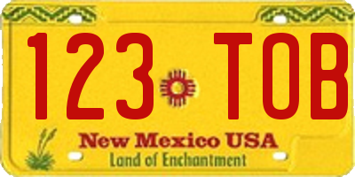 NM license plate 123TOB
