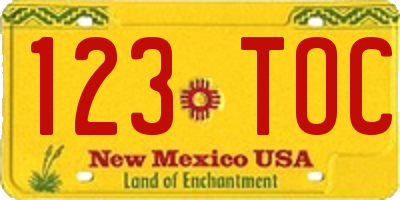 NM license plate 123TOC