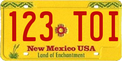 NM license plate 123TOI