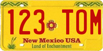 NM license plate 123TOM