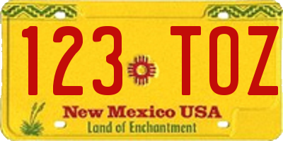 NM license plate 123TOZ