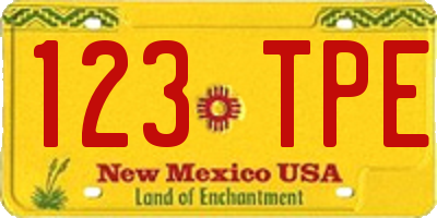 NM license plate 123TPE