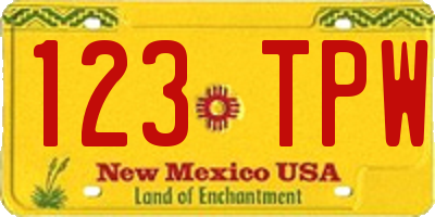 NM license plate 123TPW