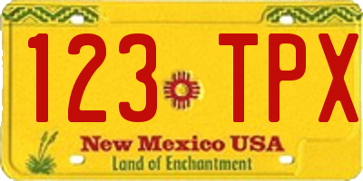 NM license plate 123TPX