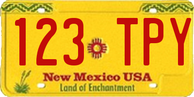 NM license plate 123TPY