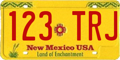 NM license plate 123TRJ
