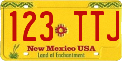 NM license plate 123TTJ
