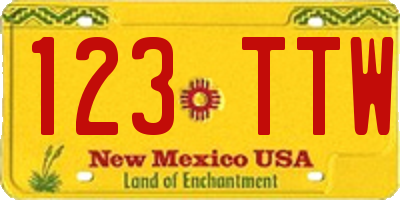 NM license plate 123TTW