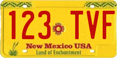 NM license plate 123TVF