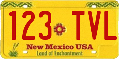 NM license plate 123TVL