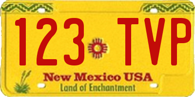 NM license plate 123TVP