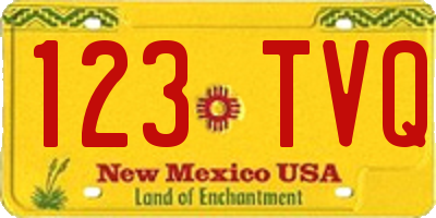 NM license plate 123TVQ