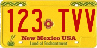 NM license plate 123TVV