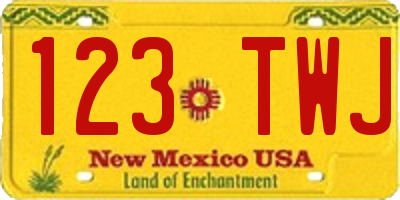 NM license plate 123TWJ