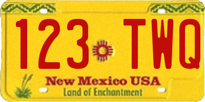 NM license plate 123TWQ
