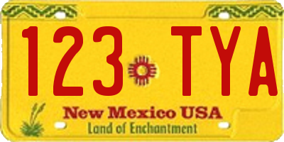 NM license plate 123TYA
