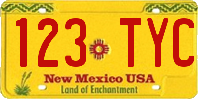 NM license plate 123TYC