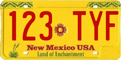 NM license plate 123TYF