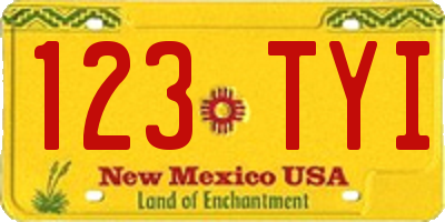 NM license plate 123TYI