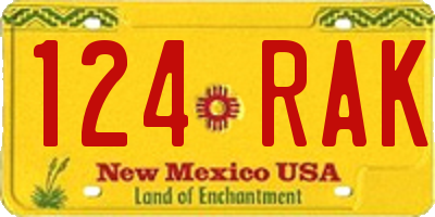 NM license plate 124RAK