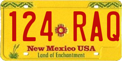 NM license plate 124RAQ