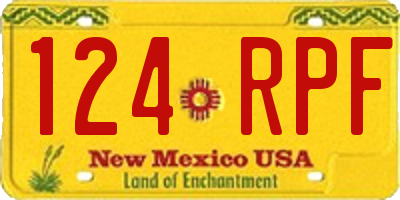 NM license plate 124RPF