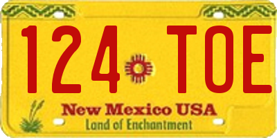 NM license plate 124TOE