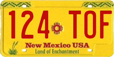 NM license plate 124TOF