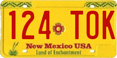 NM license plate 124TOK