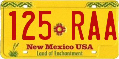 NM license plate 125RAA