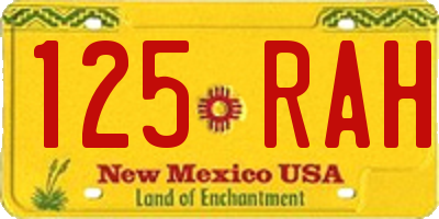 NM license plate 125RAH