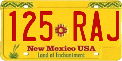NM license plate 125RAJ