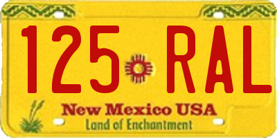 NM license plate 125RAL