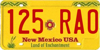 NM license plate 125RAO