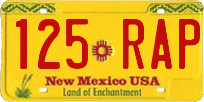 NM license plate 125RAP