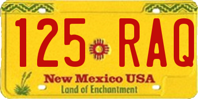 NM license plate 125RAQ