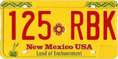 NM license plate 125RBK