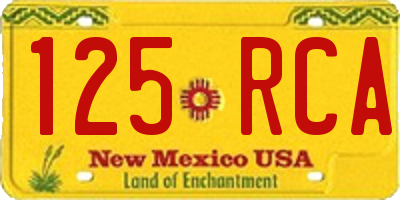 NM license plate 125RCA