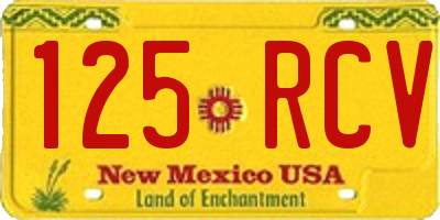 NM license plate 125RCV