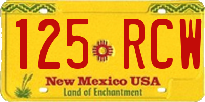 NM license plate 125RCW
