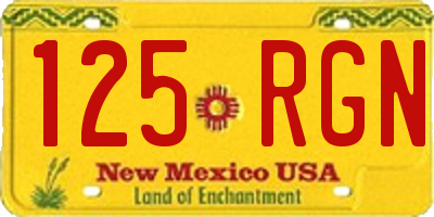 NM license plate 125RGN